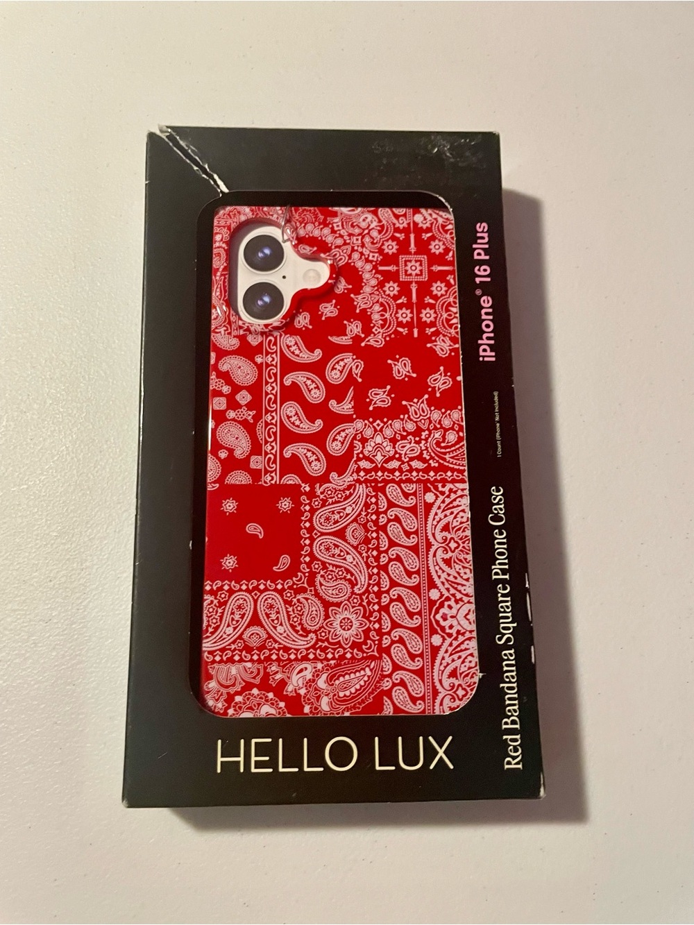 Hello Lux iPhone 16 Plus Red Bandana Square Magsafe Phone Case NWT